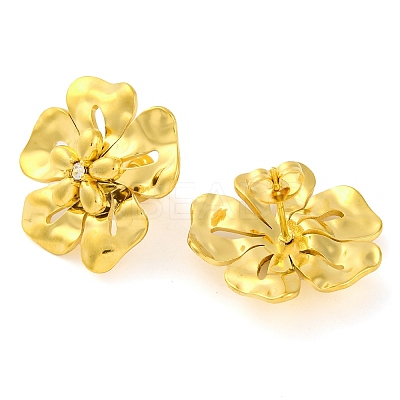 304 Stainless Steel Flower Stud Earrings for Women EJEW-U023-04G-03-1