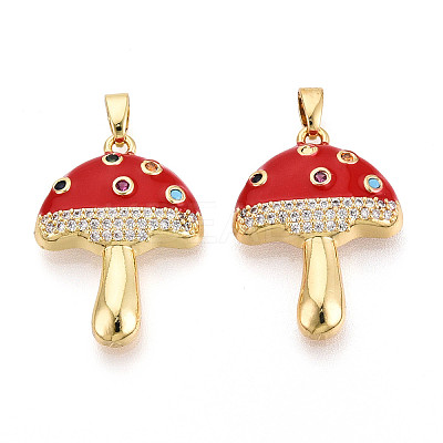 Brass Micro Pave Cubic Zirconia Pendants KK-N257-54G-1