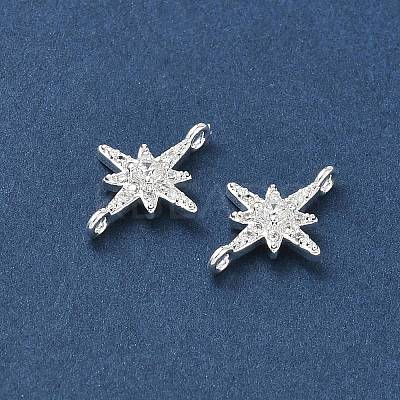 Brass Micro Pave Clear Cubic Zirconia Connector Charms KK-P355-28S-1
