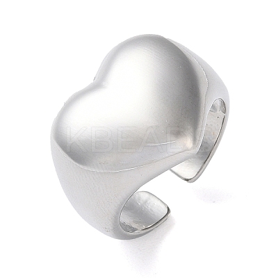 Eco-Friendly Brass Heart Open Cuff Rings for Women RJEW-A025-02P-1