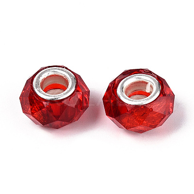 Transparent Resin Rondelle European Beads RESI-N044-01G-1