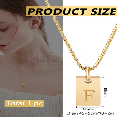 1Pc Stainless Steel Letter Rectangle Pendant Necklaces NJEW-LP0001-34F-G-1
