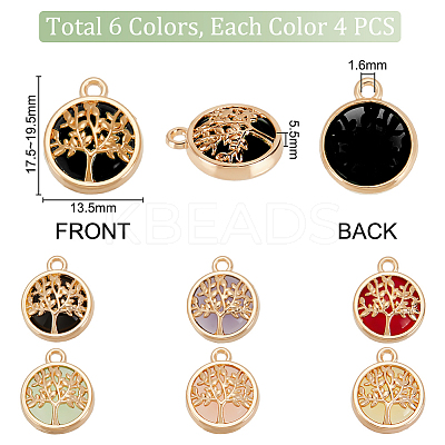 24Pcs 6 Colors Glass Connector Charms GLAA-PH0002-56LG-1