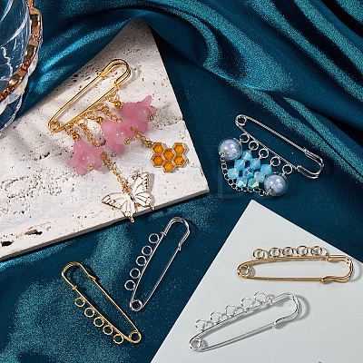 32Pcs 4 Colors Iron Brooch Findings IFIN-SC0001-81-1