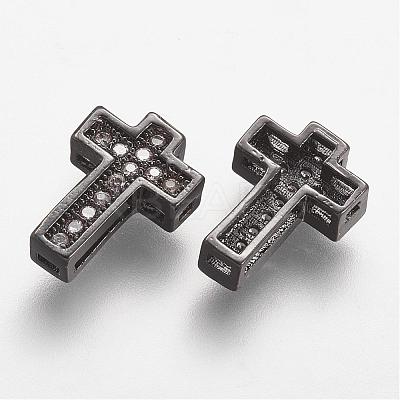 Brass Micro Pave Cubic Zirconia Beads ZIRC-N025-55-1