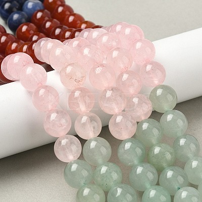 Chakra Natural Yellow Jade & Crystal Quartz & Green Aventurine & Rose Quartz & Carnelian & Sodalite & Amethyst Beads Strands G-NH0002-E03-10mm-1