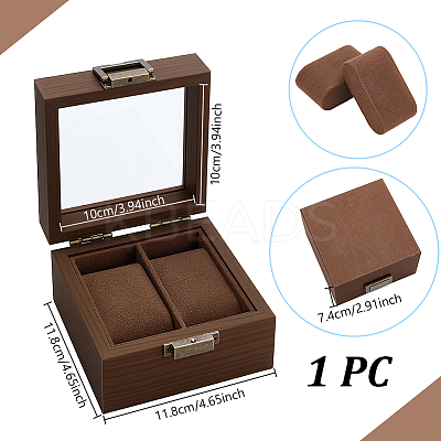 2-Slot Square Wood Watch Storage Boxes OBOX-WH0001-09-1