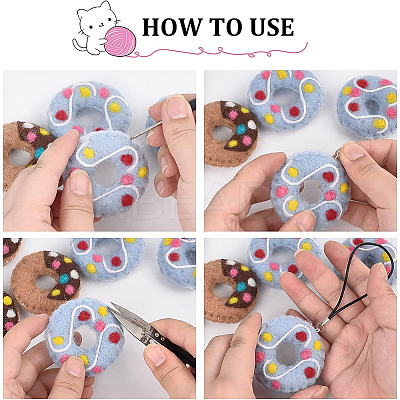 8Pcs 2 Colors Felt Needle Felting Doughnut Ornaments AJEW-BC0001-97-1