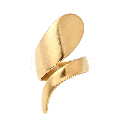 Irregular Twist 304 Stainless Steel Open Cuff Rings for Women RJEW-A091-0G-1