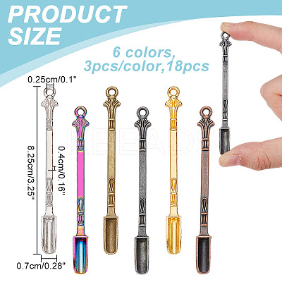 18Pcs 6 Colors Zinc Alloy Snuff Spoon AJEW-NB0006-13-1