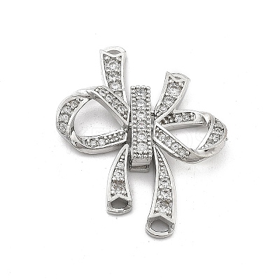 Brass Clear Cubic Zirconia Fold Over Clasps KK-M306-03P-1