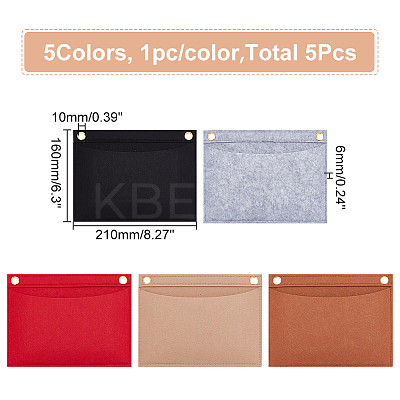5Pcs 5 Colors Wool Felt Purse Organizer Insert FIND-WR0007-40A-1