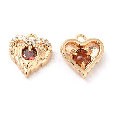 Brass & Glass & Cubic Zirconia Charms KK-G468-54G-02-1