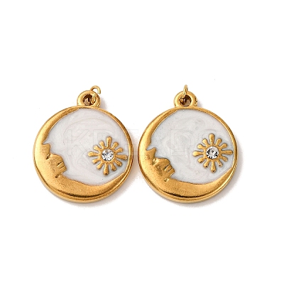 304 Stainless Steel Enamel Pendants STAS-U061-03G-1