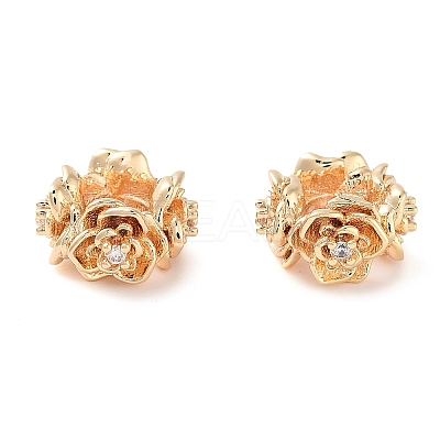 Brass Micro Pave Clear Cubic Zirconia Beads KK-U028-27G-1