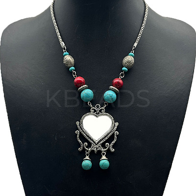 Fashion Unisex Alloy Synthetic Turquoise Pendant Necklaces YH1785-9-1