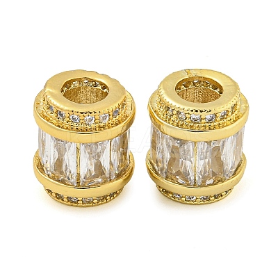 Rack Plating Brass Micro Pave Cubic Zirconia European Beads KK-F089-31G-08-1