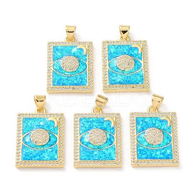 Rack Plating Brass Micro Pave Cubic Zirconia Eye Pendants KK-C041-19G-1