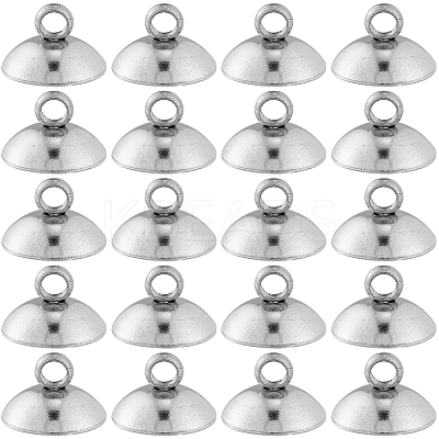 100Pcs 304 Stainless Steel Bead Cap Pendant Bails STAS-SC0005-92-1