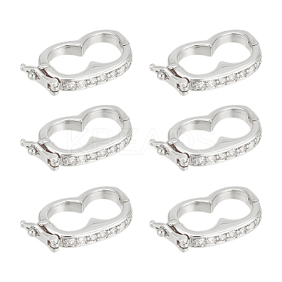 6Pcs Rack Plating Brass Micro Pave Cubic Zirconia Twister Clasps ZIRC-UN0001-08P-1