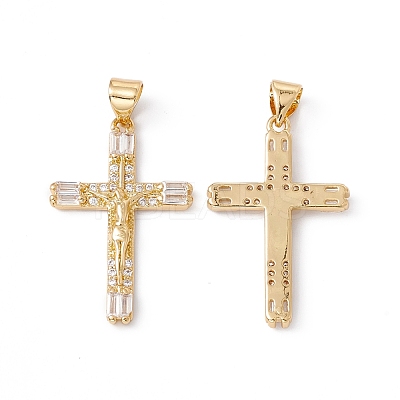 Rack Plating Brass Micro Pave Cubic Zirconia Pendants ZIRC-C040-46G-02-1