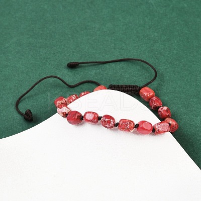 Dyed Natural Imperial Jasper Beads Braided Bead Bracelets for Men Women BJEW-D360-01A-1