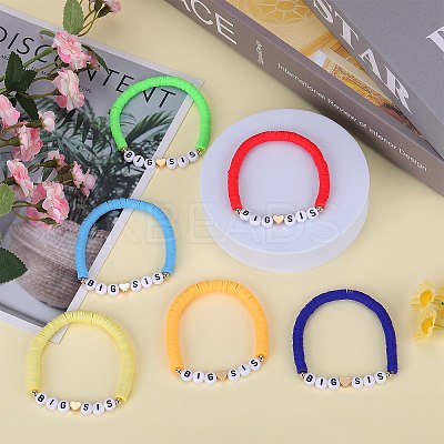 6Pcs 6 Style Polymer Clay Heishi Surfer Stretch Bracelets Set BJEW-SW00120-1