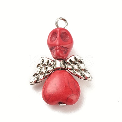 Halloween Dyed Synthetic Turquoise Pendants PALLOY-JF01598-02-S-1