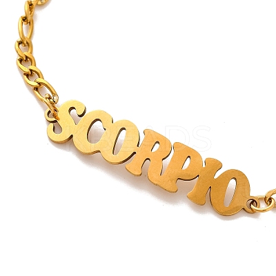 Constellation 202 Stainless Steel Figaro Chain Link Bracelets for Women Men LS-AJEW-U006-01L-1
