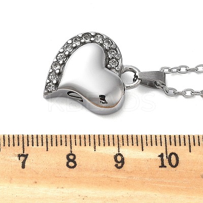 304 Stainless Steel Crystal Rhinestone Heart Urn Ashes Necklaces STAS-Z106-04P-1