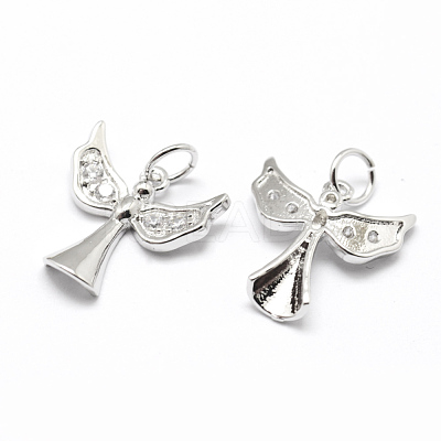 Brass Micro Pave Grade AAA Cubic Zirconia Charms ZIRC-P072-01P-NR-1