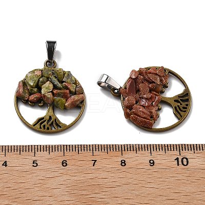 4 Sets 8 Styles Natural & Synthetic Mixed Stone Chip Pendants FIND-FH0006-04-1