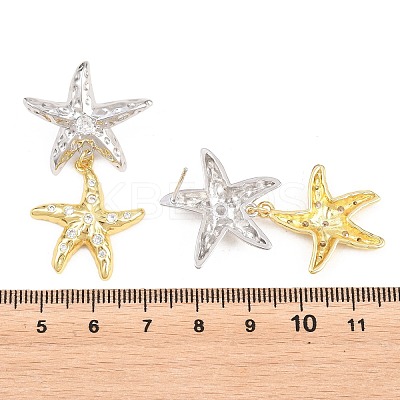 Brass Micro Pave Cubic Zirconia Dangle Stud Earrings EJEW-G471-29C-GP-1