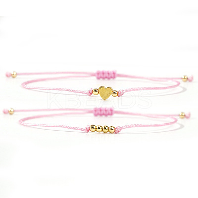 2Pcs 2 Styles Bohemian Brass Beads Braided Bead Bracelets BT1454-5-1