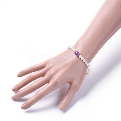 Stretch Grade A Natural Freshwater Pearl Bracelets BJEW-JB04623-03-1