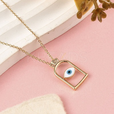 Arch with Evil Eye Brass Enamel Pendant Necklaces LS-NJEW-H051-02G-1