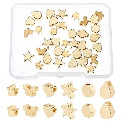 36Pcs 6 Style Brass Beads KK-FH0002-90-1
