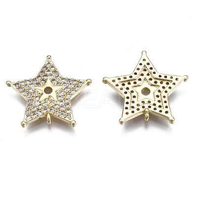 Brass Micro Pave Clear Cubic Zirconia Pendants ZIRC-S069-033G-1