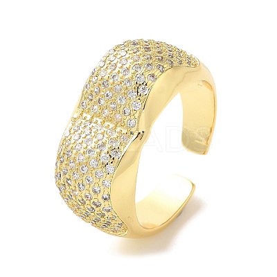Brass Micro Pave Cubic Zirconia Open Cuff Rings RJEW-P098-11G-1