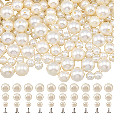 300Pcs ABS Plastic Imitation Pearl Rivet Studs KY-CL0001-02A-1