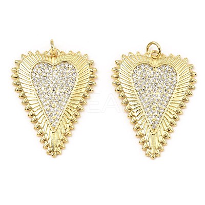 Rack Plating Brass Micro Pave Clear Cubic Zirconia Pendants KK-M253-03G-1