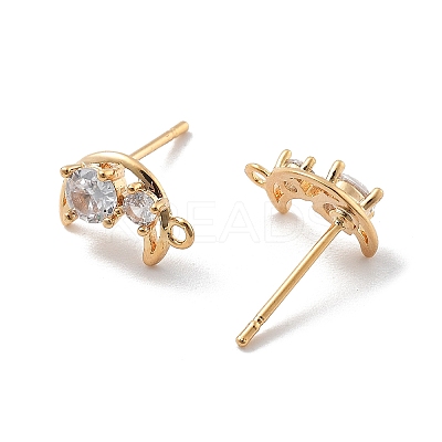 Brass Clear Cubic Zirconia Stud Earring Findings LS-KK-A238-01D-G-1