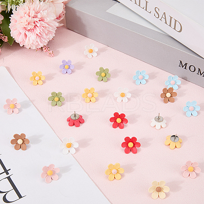 30Pcs Flower Resin Push Pin FIND-CN0001-80-1