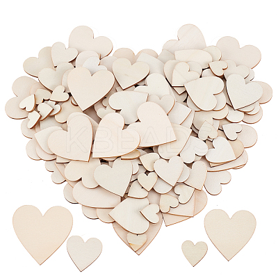 4 Styles Unfinished Wooden Heart Decoration Sheet WOOD-PH0003-27-1