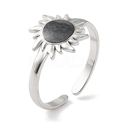 304 Stainless Steel Enamel Open Cuff Rings for Women RJEW-F166-40P-02-1