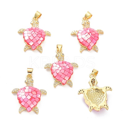 Real 18K Gold Plated Brass Micro Pave Clear Cubic Zirconia Pendants KK-D004-05G-E-1