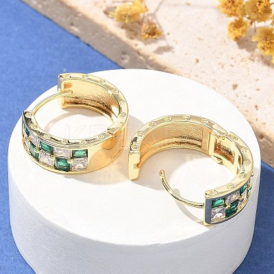 Brass Micro Pave Cubic Zirconia Hoop Earrings EJEW-H152-01B-G-1