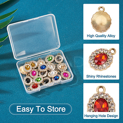 18Pcs 9 Colors UV Plating Alloy Pendants ALRI-TA0001-20-1