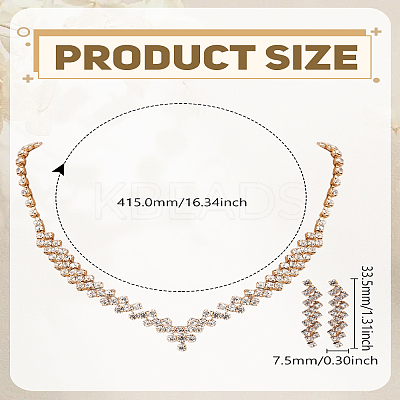 1 Set Iron Jewerly Sets. Rhinestone Necklace & Stud Earring Sets SJEW-LP0001-32KCG-1