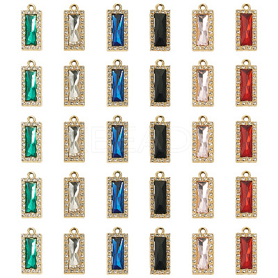36Pcs 6 Colors Zinc Alloy Glass Pendants ALRI-TA0001-33-1